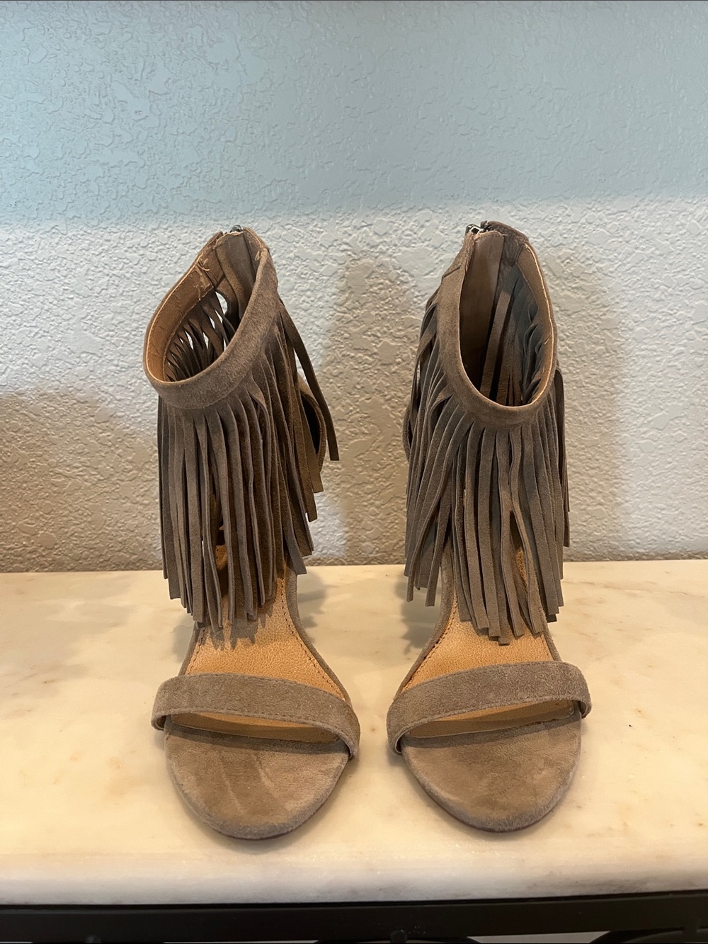 Steve Madden Ankle-Wrap Sandals — Taupe Women's Heels